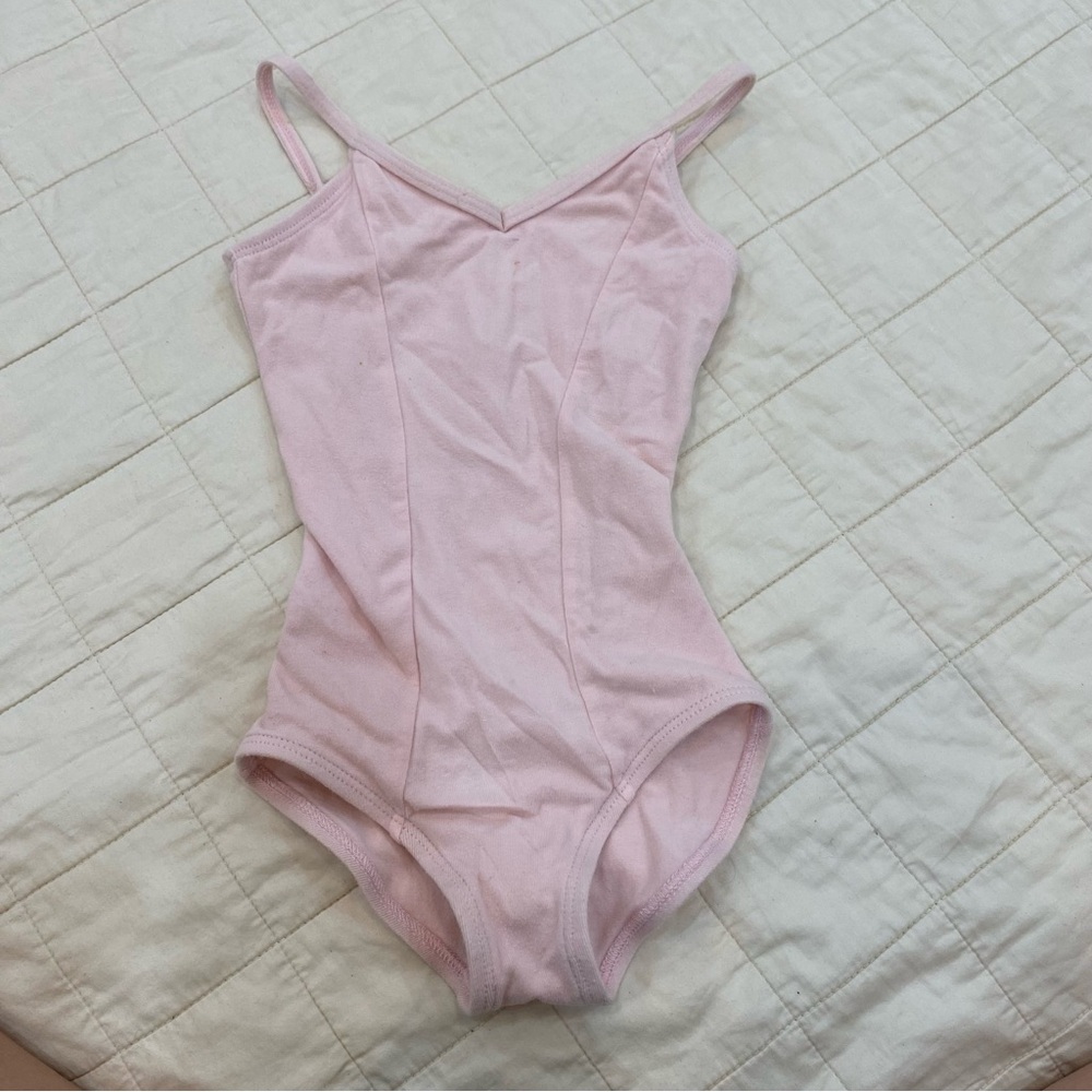 Girls Ballet Uniform Sz s Pink V-neck Bodysuit Dance Gymnastics